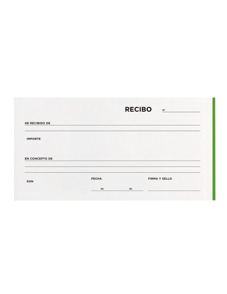 Talonario liderpapel recibos 3/fº apaisado original y 2 copias sin matriz
