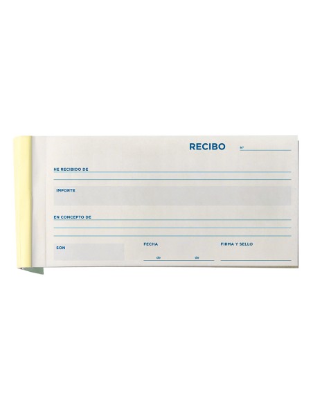 Talonario liderpapel recibos 3/fº apaisado original y 2 copias sin matriz