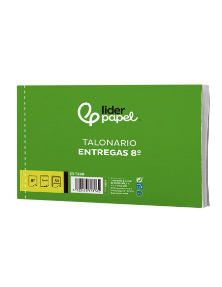 Talonario liderpapel entregas 8º original y copia t228 apaisado