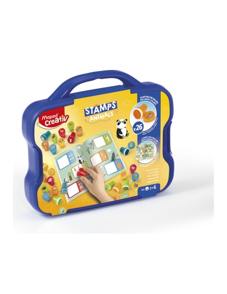 Juego maped creativ textur art sello animales maletin de 26 unidades