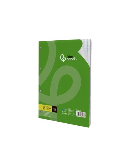 Recambio liderpapel a4 100 hojas 100gr milimetrado 2mm sin margen 4 taladros