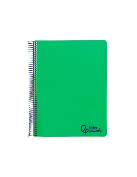 Cuaderno espiral liderpapel a4 micro wonder tapa plastico 120h 90gr cuadro 5mm 5 bandas 4 taladros color verde oscuro