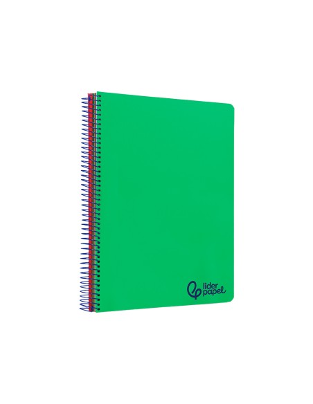 Cuaderno espiral liderpapel a4 micro wonder tapa plastico 120h 90gr cuadro 5mm 5 bandas 4 taladros color verde oscuro