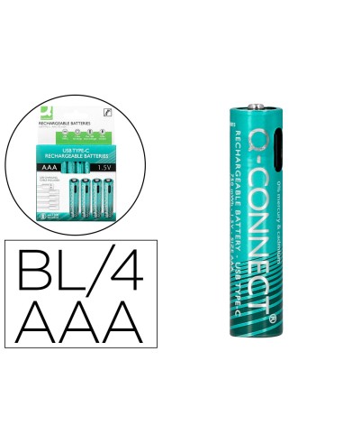 Pila q-connect aaa recargable por usb-c blister...