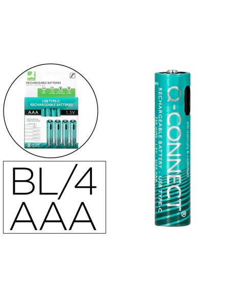 Pila q-connect aaa recargable por usb-c blister de 4 unidades