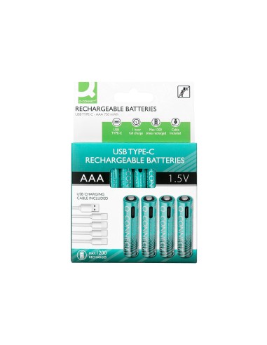Pila q-connect aaa recargable por usb-c blister...