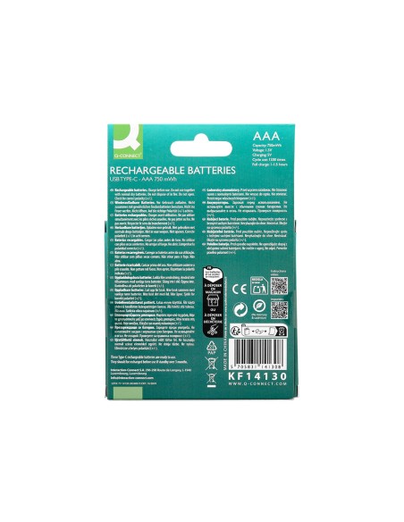 Pila q-connect aaa recargable por usb-c blister de 4 unidades