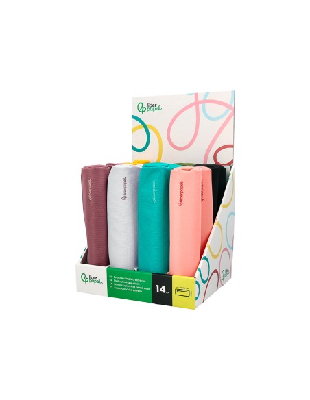 Estuche portatodo liderpapel slim cilindrico 220x45 mm expositor de 14 unidades colores surtidos