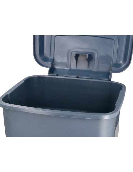 Papelera contenedor q-connect plastico con tapa y pedal 30 litros gris 395x395x420 mm