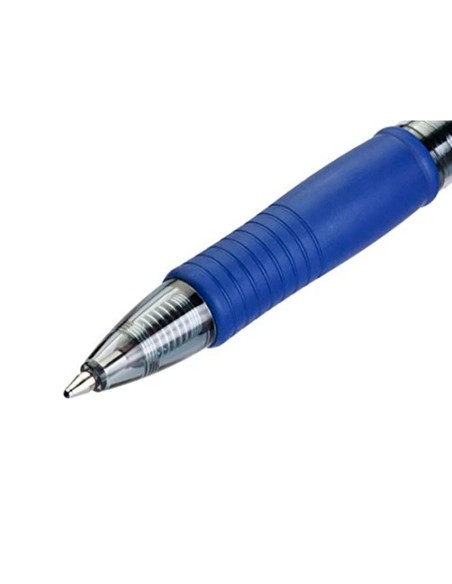 Boligrafo pilot super grip azul retractil sujecion de caucho tinta base de aceite en blister de 2 unidades