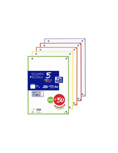 Recambio oxford din a4 200+50 hojas gratis...