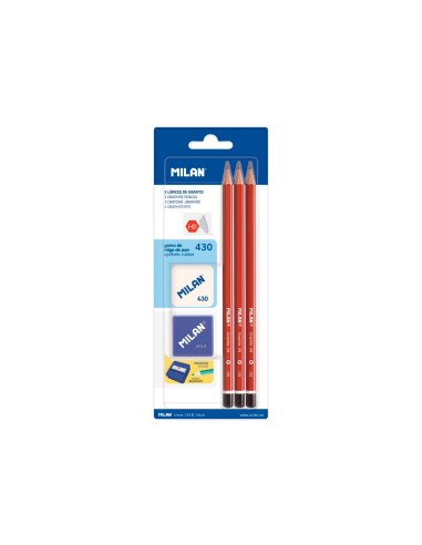 Lapices de grafito milan hexagonal hb + goma...