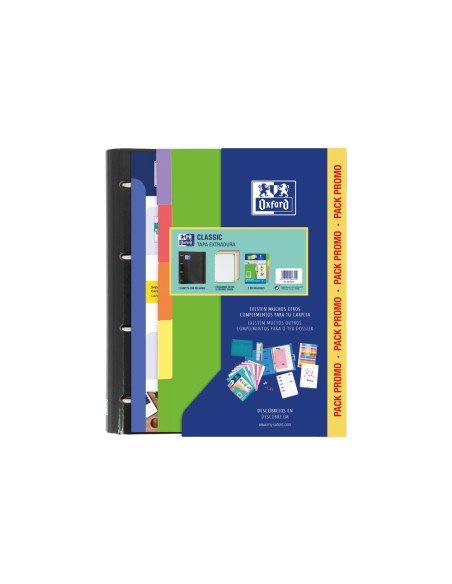 Carpeta con recambio oxford ebinder school din a4+ 4 anillas 35 mm recambio 80 h cuadro 5 mm + juego 5