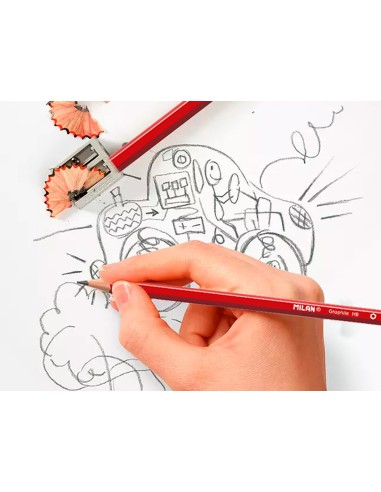 Lapices de grafito milan hexagonal hb + goma...