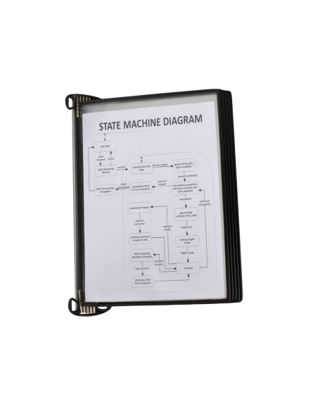 Portacatalogo de pared djois pro con 5 fundas a4 polipropileno easy load color negro 355x390x170 mm