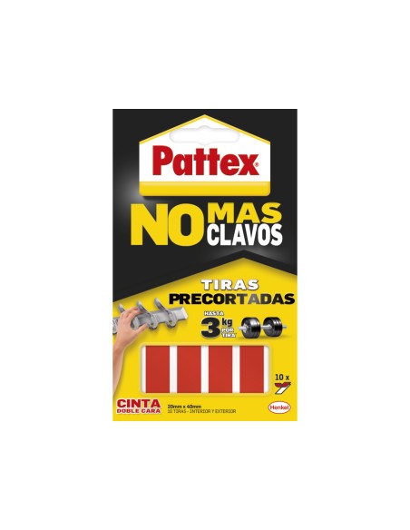 Cinta adhesiva doble cara pattex precortada extra fuertehasta 3 kg 20 x 40 mm blister de 12 unidades