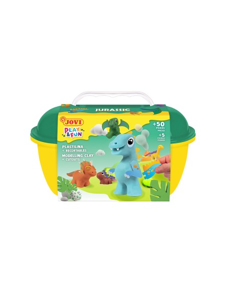 Juego jovi play&fun plastilina cofre jurassic
