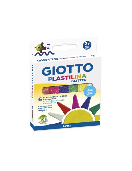 Plastilina giotto glitter caja de 6 unidades colores surtidos