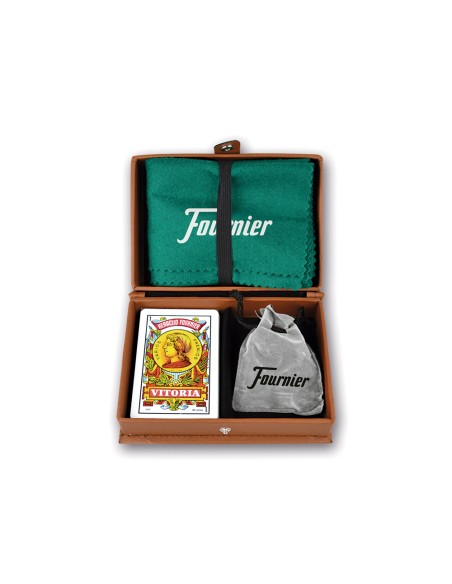 Juego cartas fournier mus doble en estuche polipiel + tapete