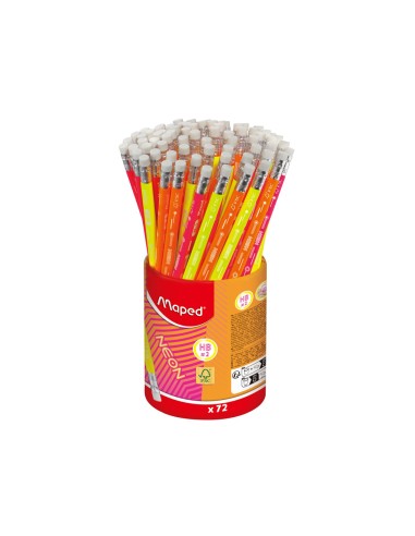 Lapiz de grafito maped neon con goma hb bote de...
