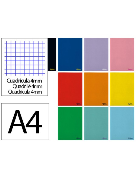 Libreta liderpapel smart a4 32 hojas 75gr cuadro 4mm con margen colores surtidos