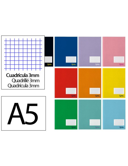 Libreta liderpapel smart a5 plus 32 hojas 75gr cuadro 3mm con margen colores surtidos