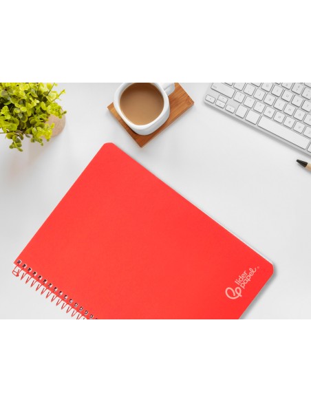 Cuaderno espiral liderpapel a4 witty tapa dura 80h 90gr pauta 3,5mm con margen color rojo