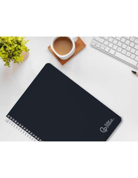 Cuaderno espiral liderpapel a4 witty tapa dura 80h 90gr pauta 3,5mm con margen color negro