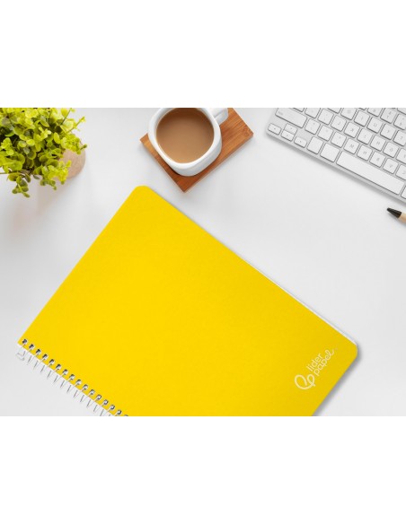 Cuaderno espiral liderpapel a4 witty tapa dura 80h 90gr rayado horizontal con margen color amarillo