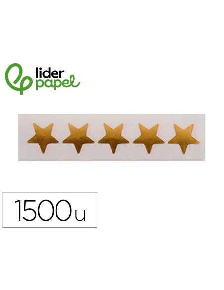Gomets liderpapel autoadhesivo estrellas doradas 20 mm 1500 unidades en caja de carton