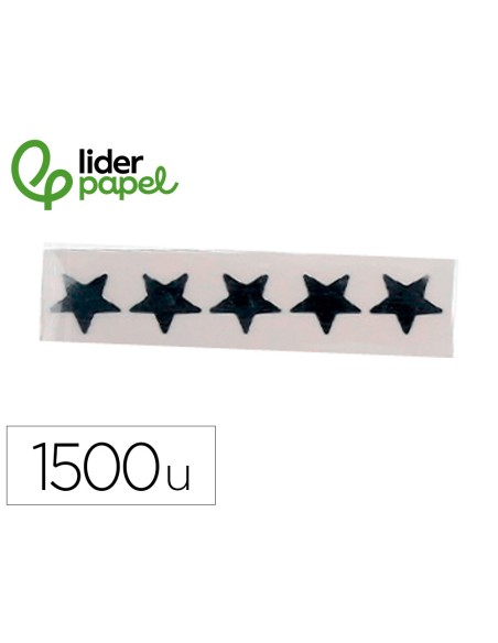 Gomets liderpapel autoadhesivo estrellas plateadas 20 mm 1500 unidades en caja de carton