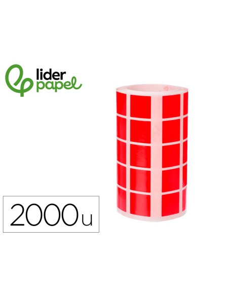 Gomets liderpapel autoadhesivo cuadrado 20x20 mm azul rollo de 2000 unidades en caja de carton