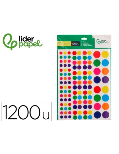Gomets liderpapel autoadhesivo circulos colores...