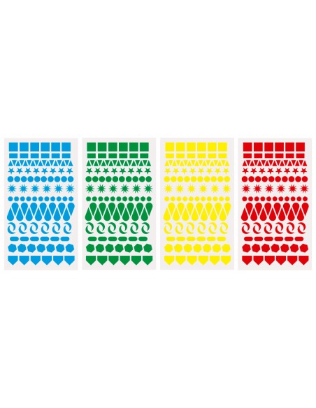 Gomets liderpapel figuras surtidas bolsa de 20 hojas circulos triangulos estrellas cuadrados colores surtidos