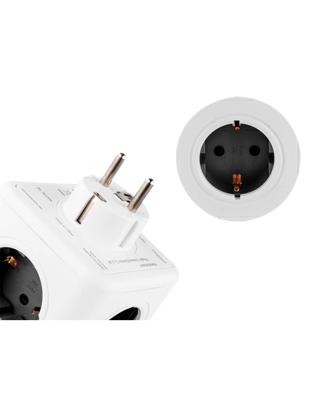 Regleta q-connect de cubo enchufe multiple power cube 5 en 1 directo a pared 5 tomas de corriente 75x75x112mm