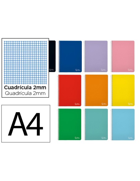 Cuaderno espiral liderpapel a4 witty tapa dura 80h 90gr milimetrado 2mm colores surtidos