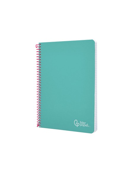 Cuaderno espiral liderpapel a4 witty tapa dura 80h 90gr cuadro 4mm con margen color turquesa