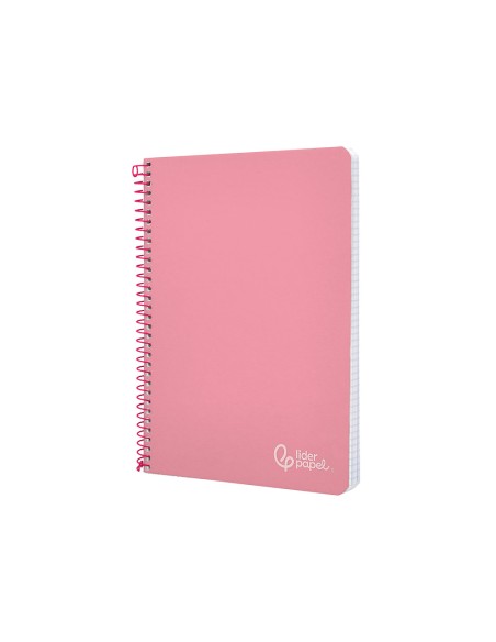 Cuaderno espiral liderpapel a4 witty tapa dura 80h 90gr cuadro 4mm con margen color rosa