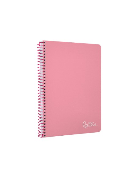 Cuaderno espiral liderpapel a4 witty tapa dura 80h 90gr cuadro 4mm con margen color rosa