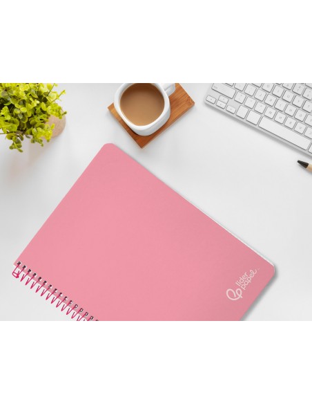 Cuaderno espiral liderpapel a4 witty tapa dura 80h 90gr cuadro 4mm con margen color rosa