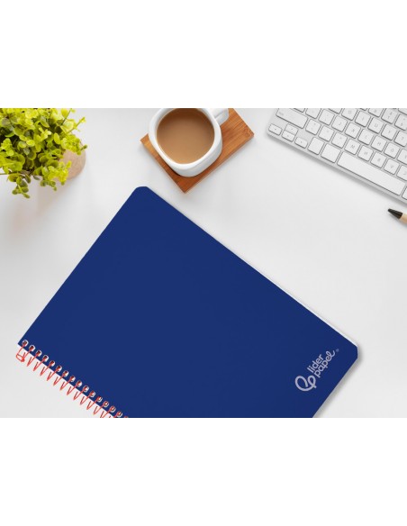 Cuaderno espiral liderpapel a4 witty tapa dura 80h 90gr cuadro 4mm con margen color azul oscuro