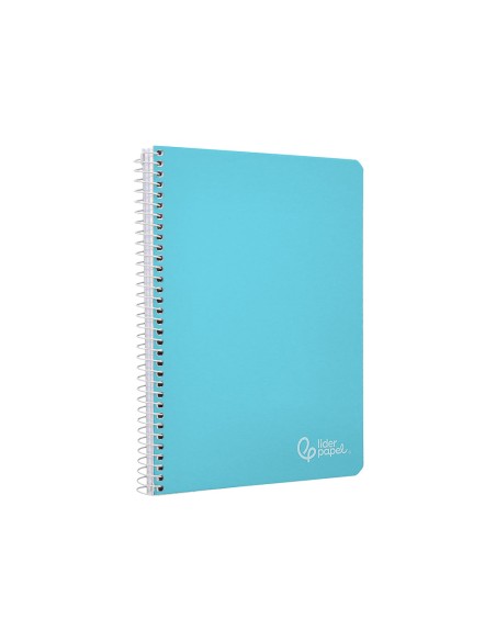 Cuaderno espiral liderpapel a4 witty tapa dura 80h 90gr cuadro 4mm con margen color celeste