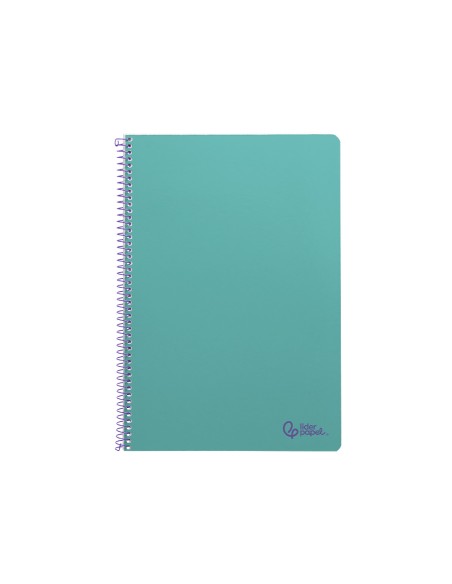 Cuaderno espiral liderpapel a4 smart tapa blanda 80h 75gr cuadro 4mm con margen color turquesa