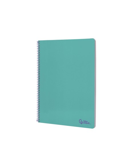 Cuaderno espiral liderpapel a4 smart tapa blanda 80h 75gr cuadro 4mm con margen color turquesa