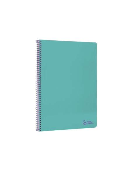 Cuaderno espiral liderpapel a4 smart tapa blanda 80h 75gr cuadro 4mm con margen color turquesa