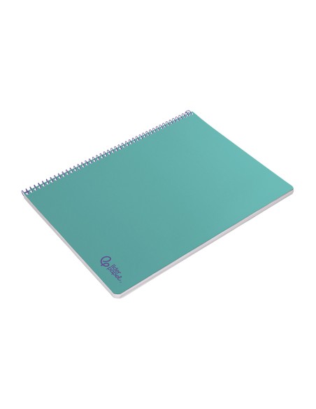 Cuaderno espiral liderpapel a4 smart tapa blanda 80h 75gr cuadro 4mm con margen color turquesa