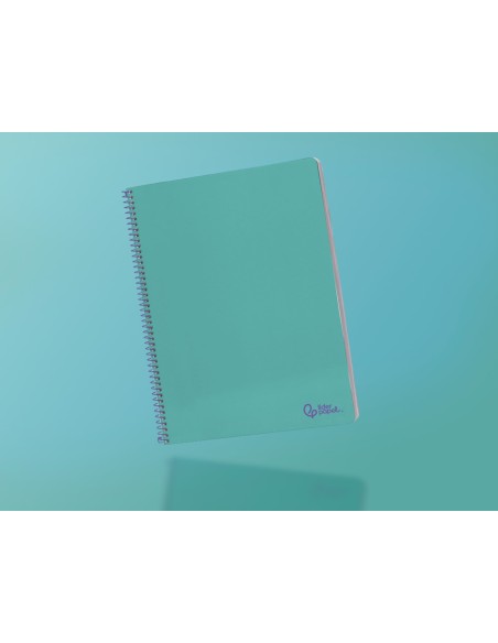 Cuaderno espiral liderpapel a4 smart tapa blanda 80h 75gr cuadro 4mm con margen color turquesa