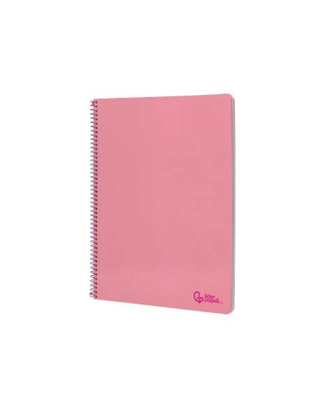 Cuaderno espiral liderpapel a4 smart tapa blanda 80h 75gr cuadro 4mm con margen color rosa