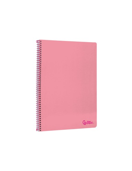 Cuaderno espiral liderpapel a4 smart tapa blanda 80h 75gr cuadro 4mm con margen color rosa