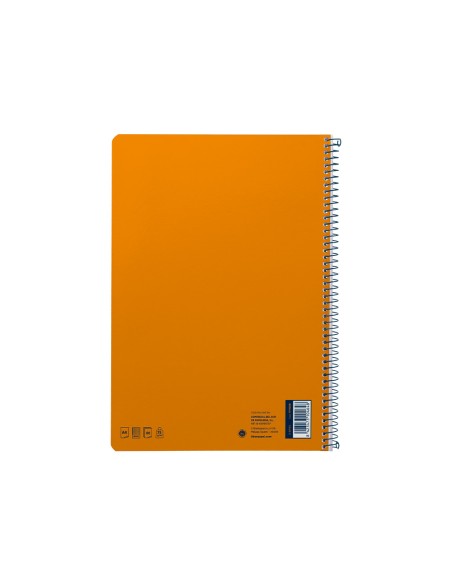 Cuaderno espiral liderpapel a4 smart tapa blanda 80h 75gr cuadro 4mm con margen color naranja